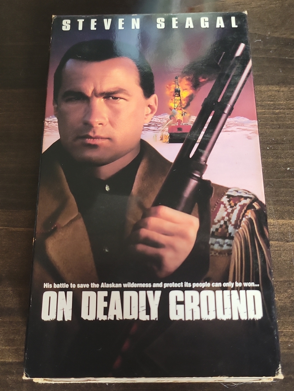On Deadly Ground (VHS) - Action Thriller - Black/Brown Cover